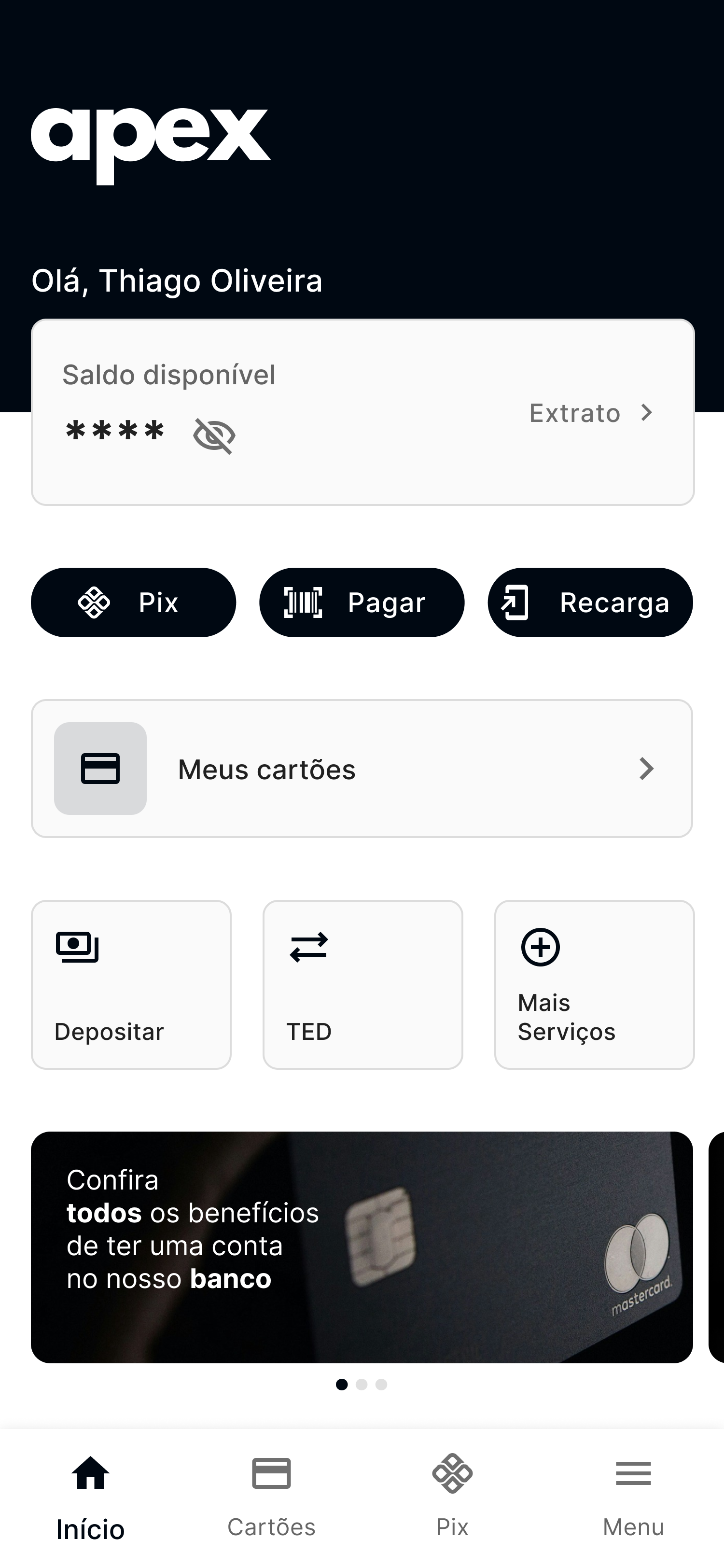 Screenshot de app financeiro